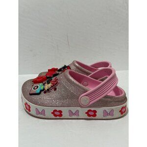 Disney Pink Glitter Light Up Minnie Mouse Crocs Girls size 1
